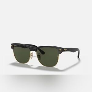 Ray-Ban Black and Gold CLUBMASTER OVERSIZED Sunglasses